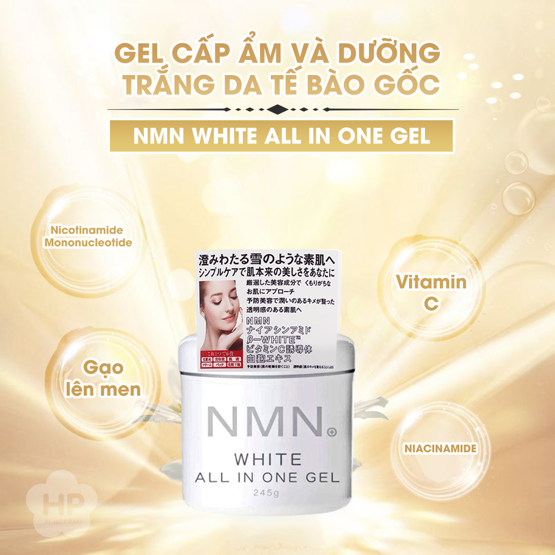 Nước Hoa Hồng Và Gel Cấp Ẩm Dưỡng Trắng Da Tế Bào Gốc NMN White All In One Gel 245g