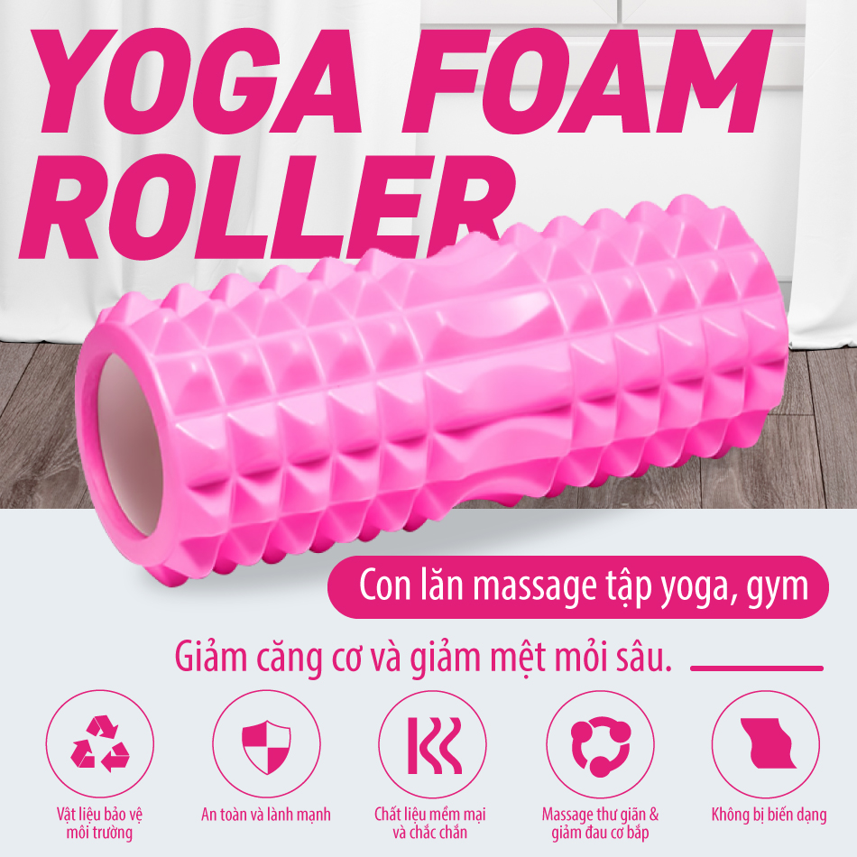 Combo Thảm Tập Yoga 6mm,Con Lăn Massage Ống Lăn Dãn Cơ Foam Roller BLUE- Bóng tập yoga size 65cm Tập Gym, Yoga, Thể Hình (hàng nhập khẩu)