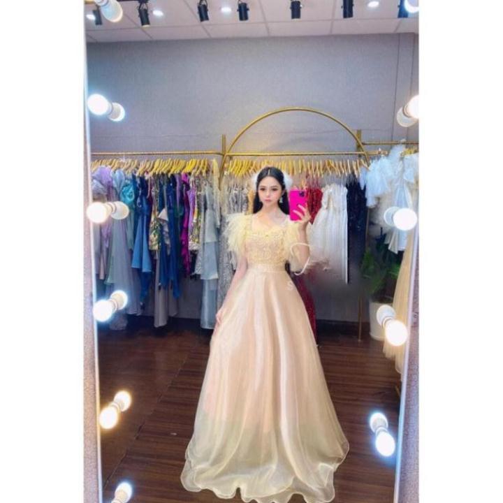 ĐẦM MAXI TAY LOA KẾT CƯỜM HOA NỔI - CÓ SIZE M/L ĐẾN 57KG - MS256V MMR