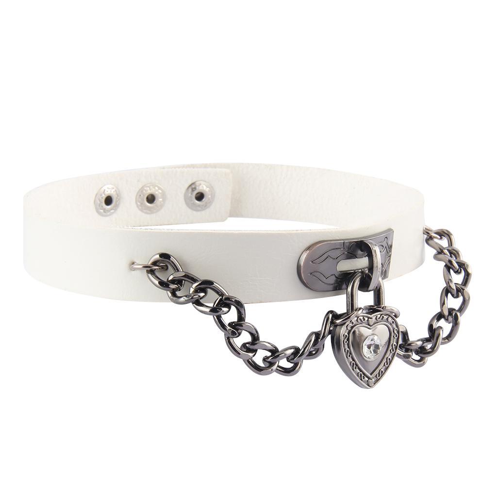 PU Choker Necklace Love Heart Alloy Pendant Collar