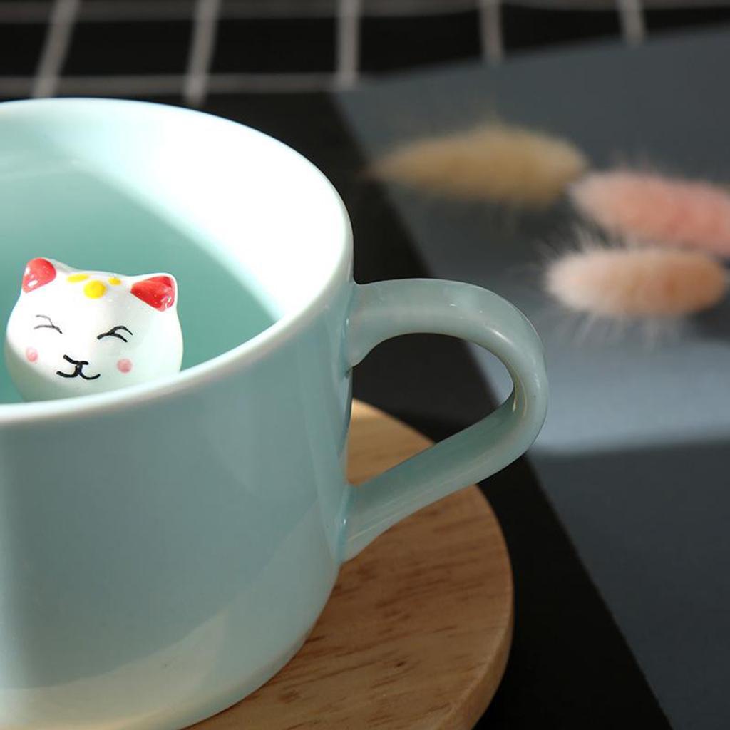 2 Pcs 3D Coffee Mug Cartoon Ceramic Hand Painted Figurine Cup for Girls