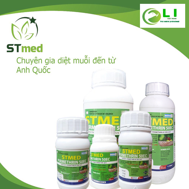 Thuốc muỗi Stmed, Permethrin 50ec 1 lít NK Anh Quốc-Hiệu quả nhanh,an toàn cực cao