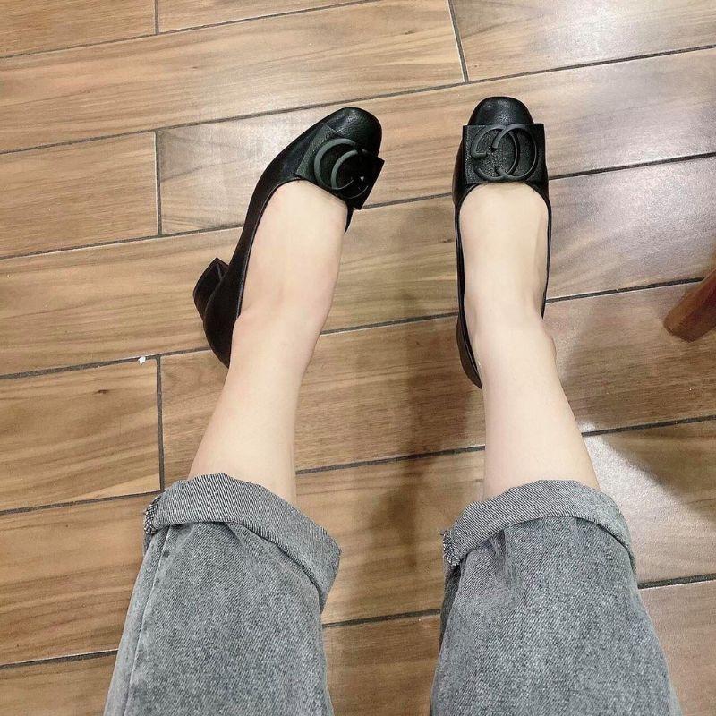 GIÀY CAO GÓT DA MỊN KHUY GG MŨI TRÒN - 3P