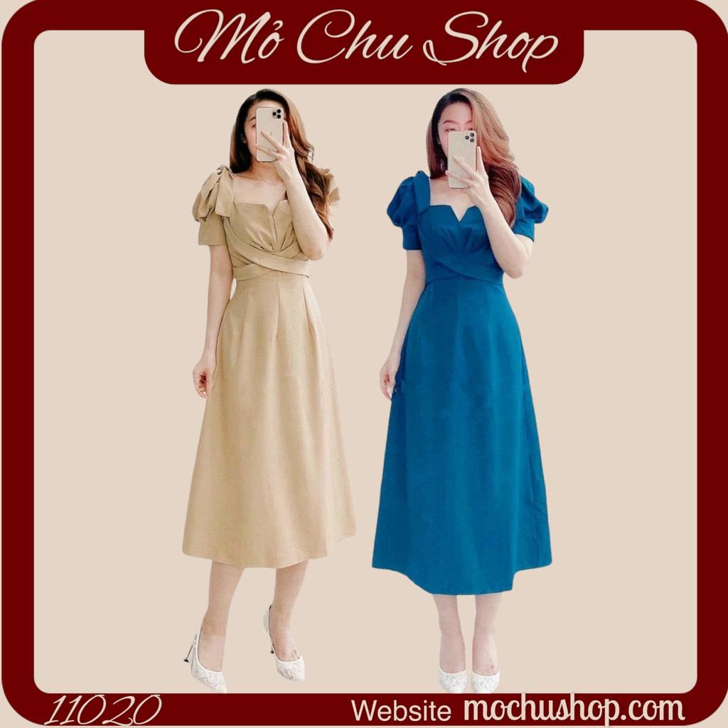 ĐẦM MAXI NƠ VAI CHÉO EO TAY PHỒNG 11024