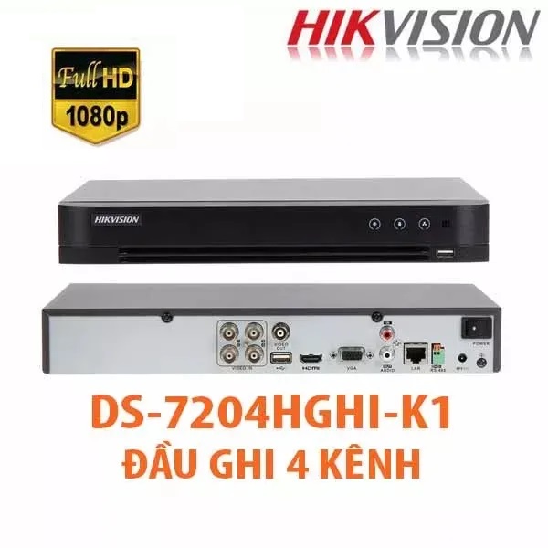 Đầu ghi hình camera Analog HD-TVI 4 Kênh Hikvision DS-7204HGHI-K1 (S) 1080P LITE H.265 Pro - Hàng chính hãng