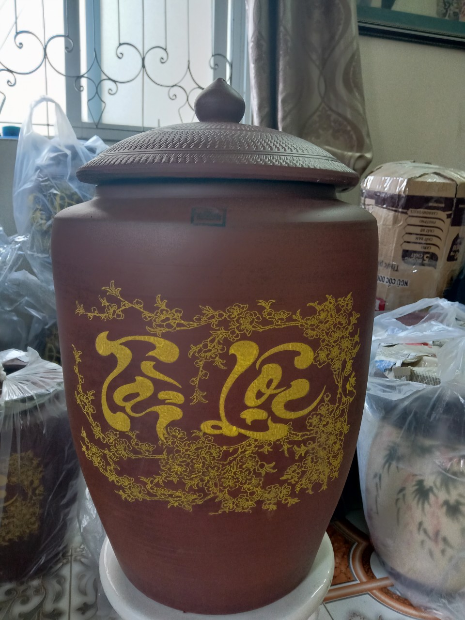 Hũ đựng gạo tài lộc Bát Tràng loại 10Kg