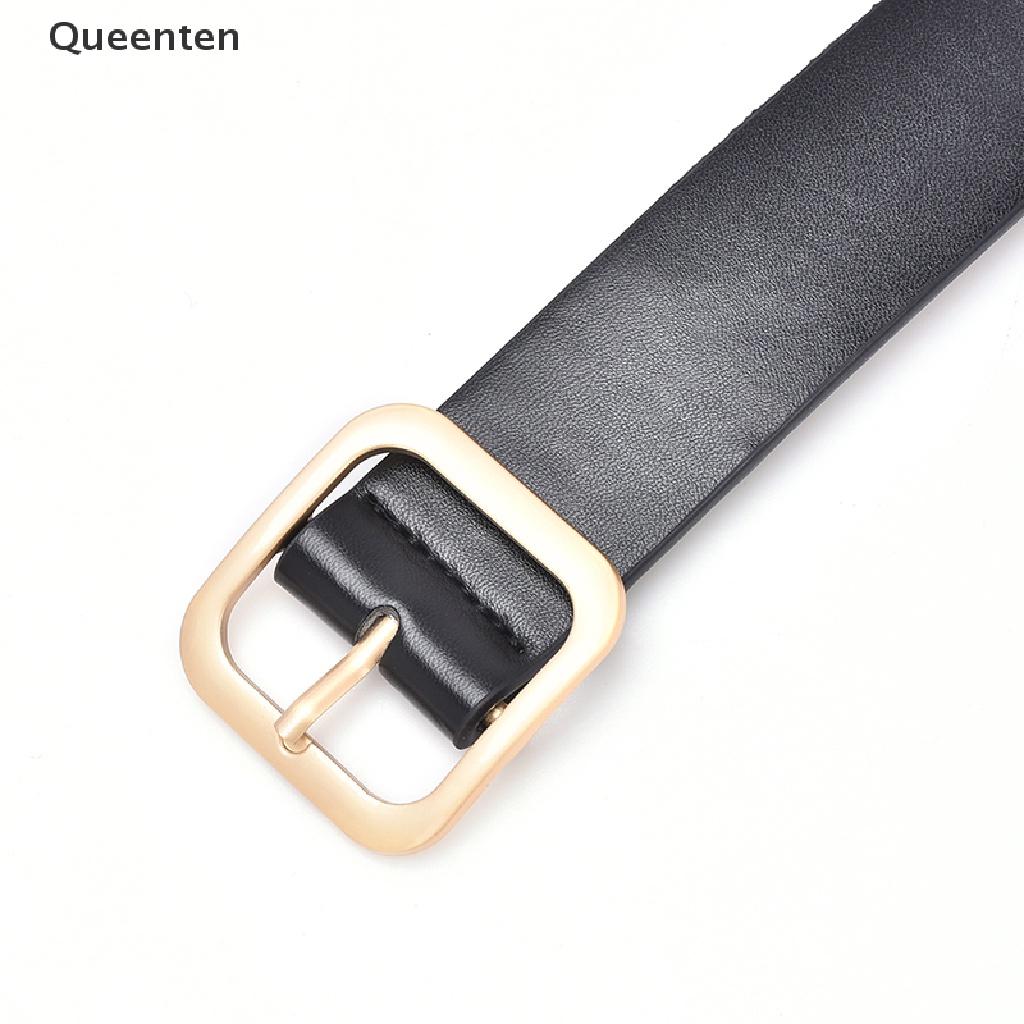 Queenten Fashion Women Girls Belts Leather Square Metal Pin Buckle Waist Belt Waistband VN