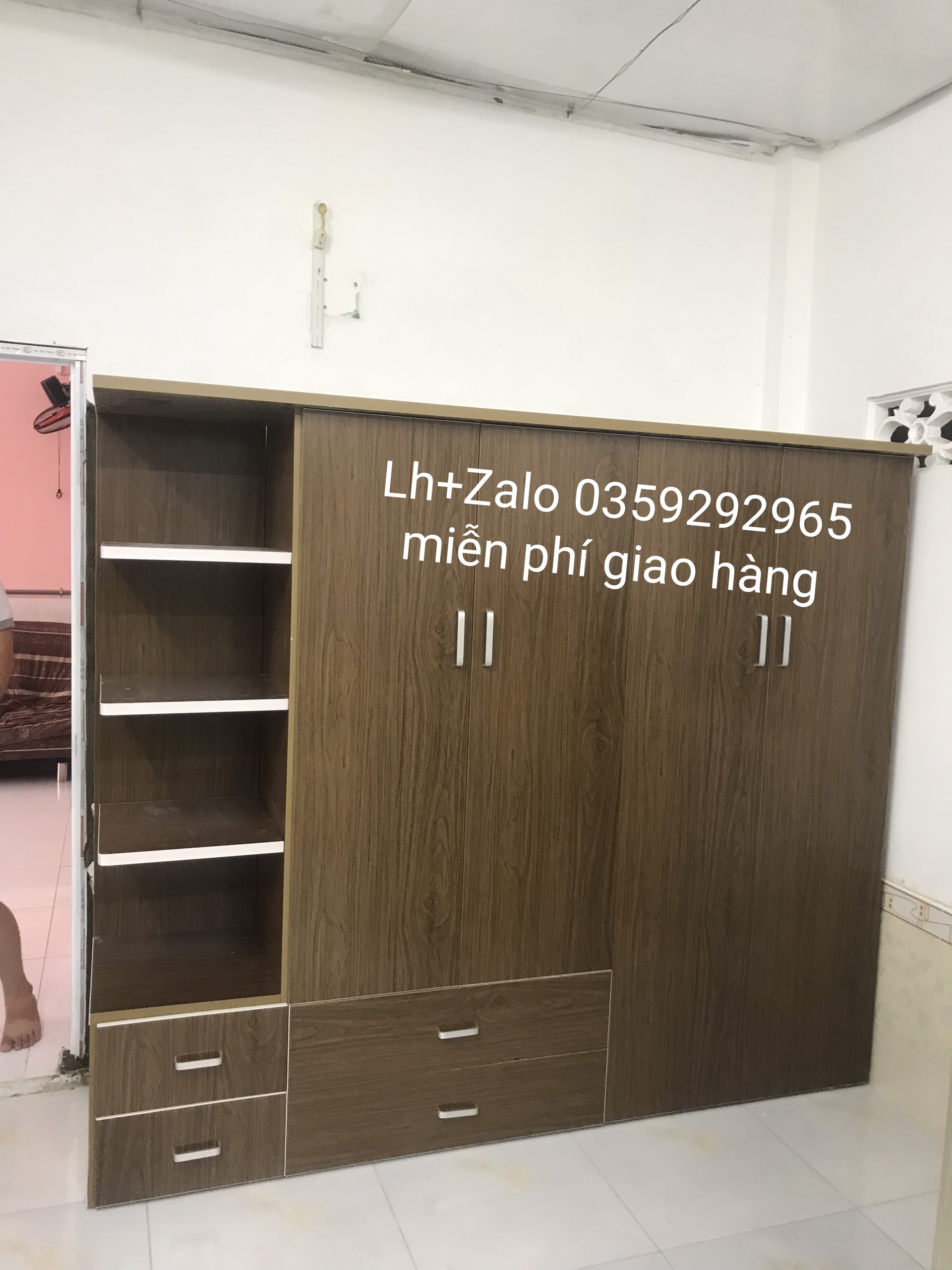 Tủ nhựa đài Loan 4 cánh 1 kệ
