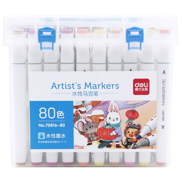 Hộp 80 Bút Lông Màu 2 Đầu Artist Marker - Deli 70816-80