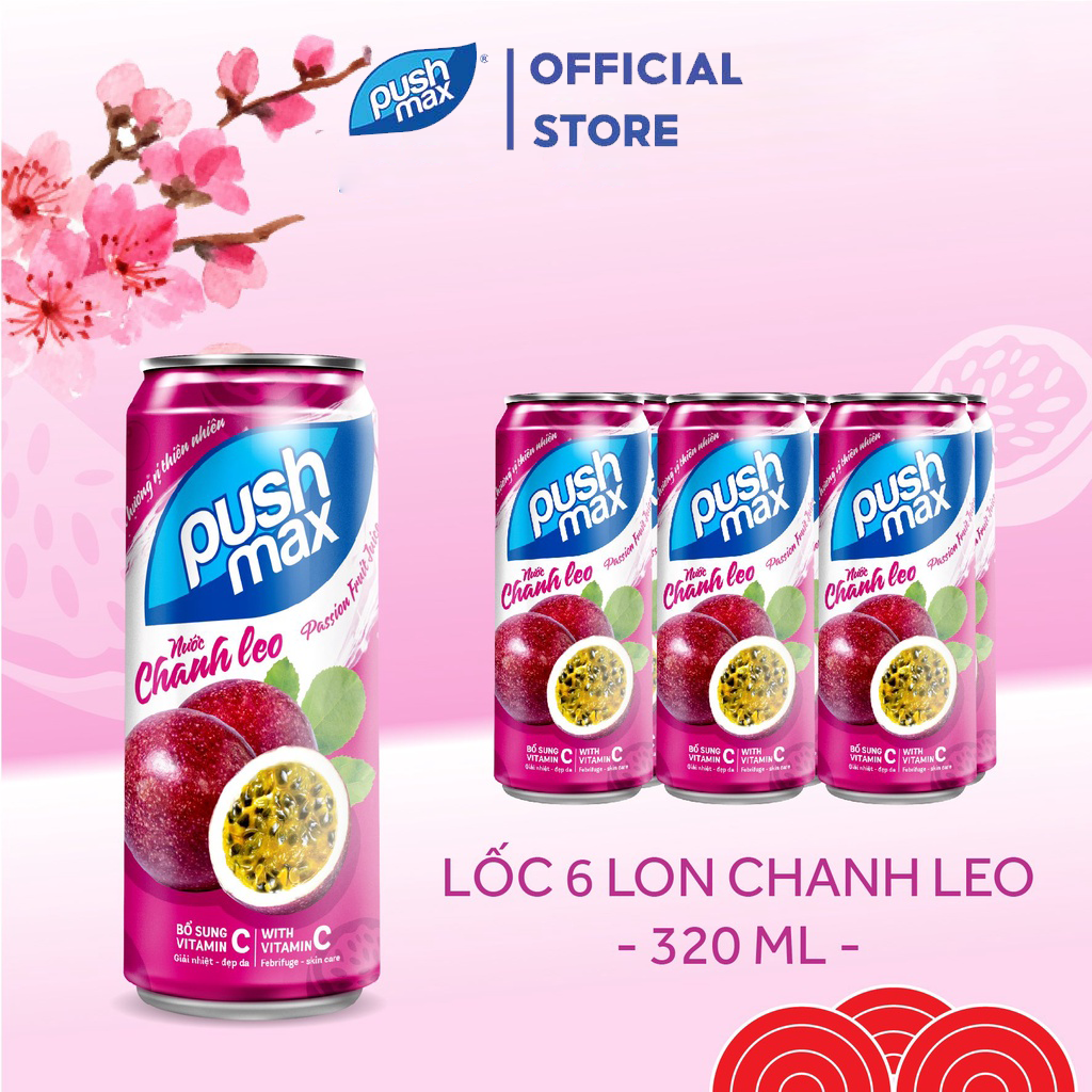 Lốc 6 Lon Nước Trái Cây Chanh Leo Pushmax