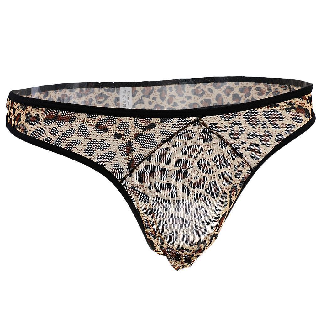 Men's Sexy Leopard Pouch G-string Underwear Briefs Thong Panties Low Rise