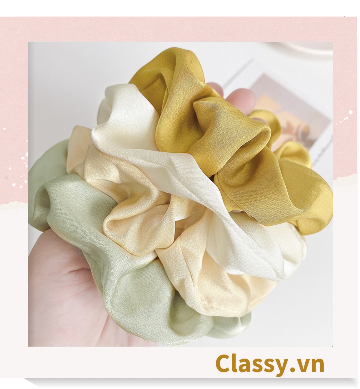 DÂY CỘT TÓC VẢI SCRUNCHIES SATIN MỜ HOT TREND, chất liệu satin mờ PK213