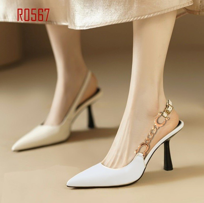 Giày sandal nữ cao gót 8 phân hàng hiệu rosata đẹp hai màu đen trắng ro567