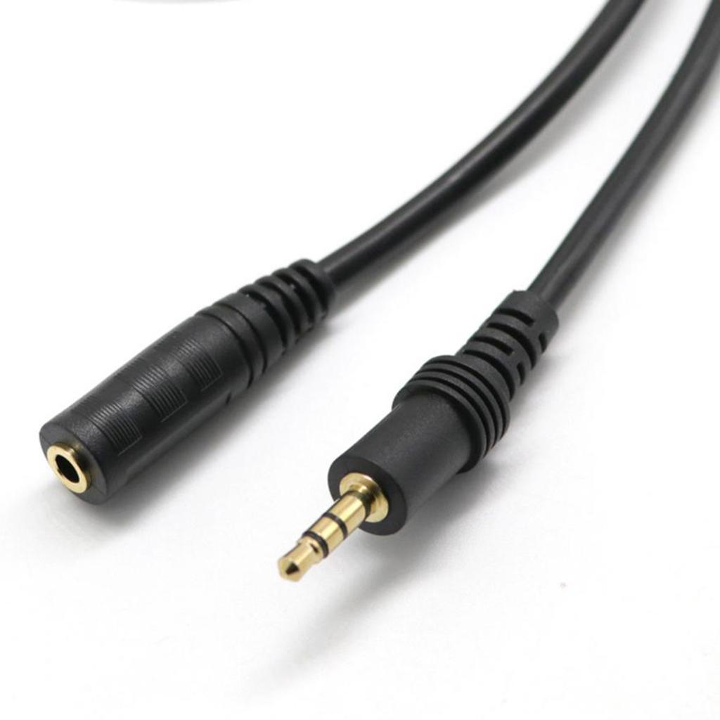 PVC 3.5mm Male To Female Headphone Cable Cable Adapter Connector Black