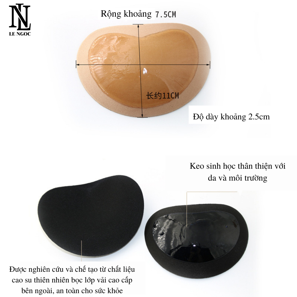 Miếng dán độn áo lót,áo bơi nâng ngực, cặp miếng dán nâng ngực, mút độn tim dày 2cm siêu nâng tăng vòng 1 -LN005