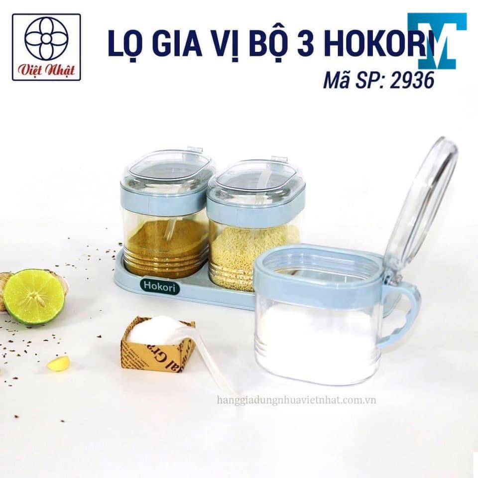 Bộ 3 hũ đựng gia vị Việt Nhật Hokori