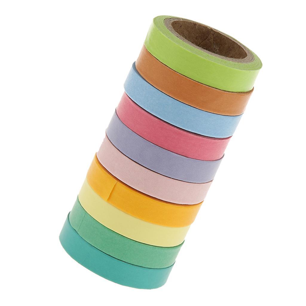 Pack of 10 Washi Rainbow Sticky Paper Masking Adhesive Tape Scrapbooking DIY