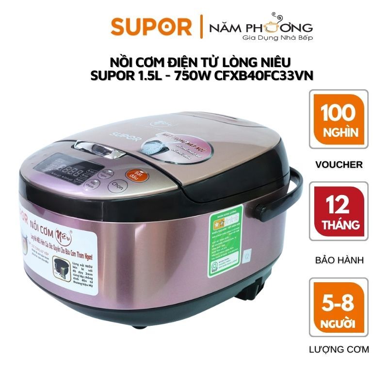 Nồi cơm điện tử niêu Supor CFXB40FC33VN-75 1.5L Hàng chính hãng