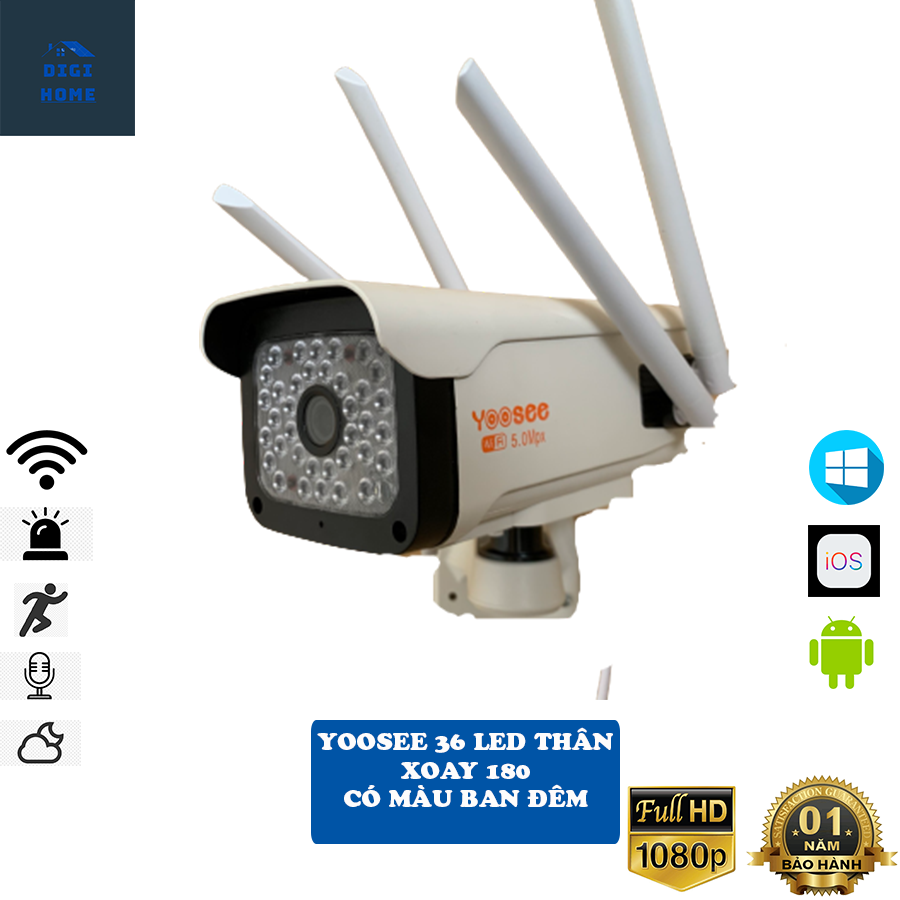 CAMERA WIFI YOOSEE 4 RÂU 36 LED 5.0 MPX XOAY 180  - BẢO HÀNH 12 THÁNG CẢ THẺ NHỚ- HÀNG CHÍNH HÃNG