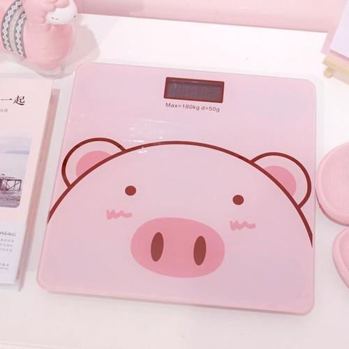 Cân điện tử sức khoẻ nhà bếp cầm tay mini hình lợn hồng tiện lợi chính xác có kèm pin