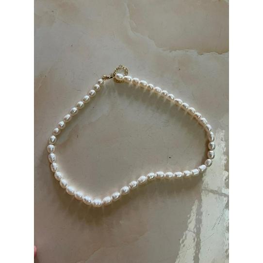 Chuỗi Đeo Cổ Hạt Hình Gạo Size 3ly Hạt Rằn Dị, Vòng Cổ Dây Chuyền Ngọc Trai Nước Ngọt Tự Nhiên Sang Trọng - Ngọc Trai Trường Thịnh