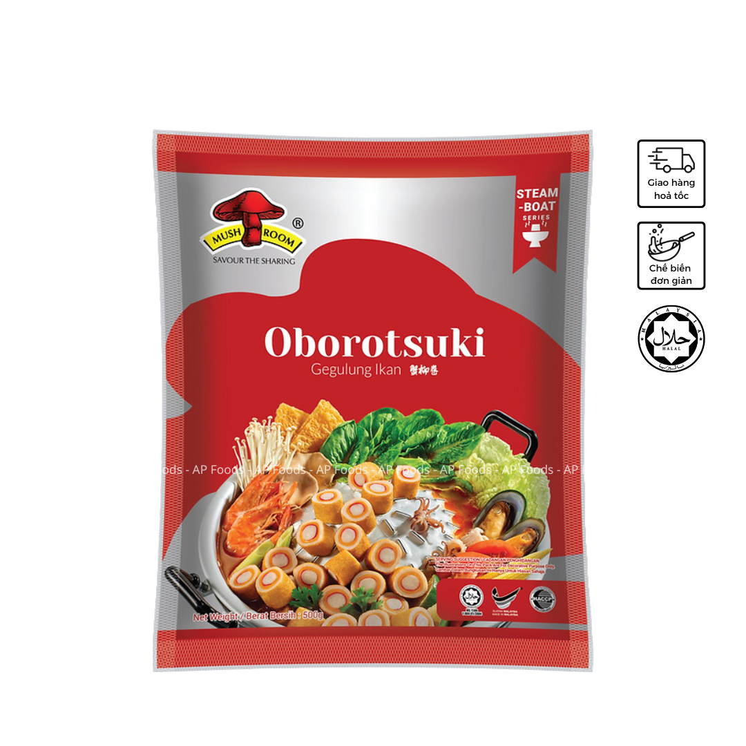 Chả cá cuốn Oborotsuki MUSHROOM Malaysia 500g - Oborotsuki - Viên Thả Lẩu Malaysia