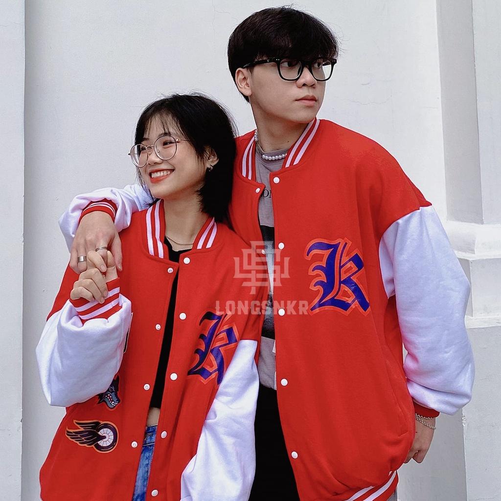 _ Áo khoác VARSITY ĐỎ họa tiết Longsnkr chất nỉ cao cấp - Bomber /Varsity