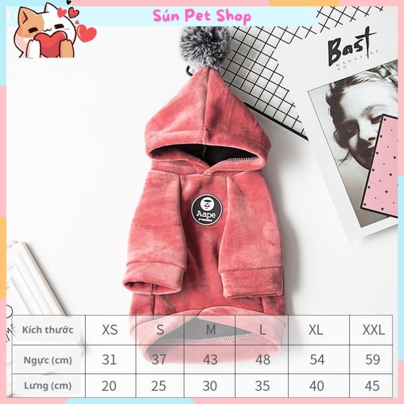 Áo Hoodie nhung cao cấp cho thú cưng - Áo cho chó mèo mùa đông