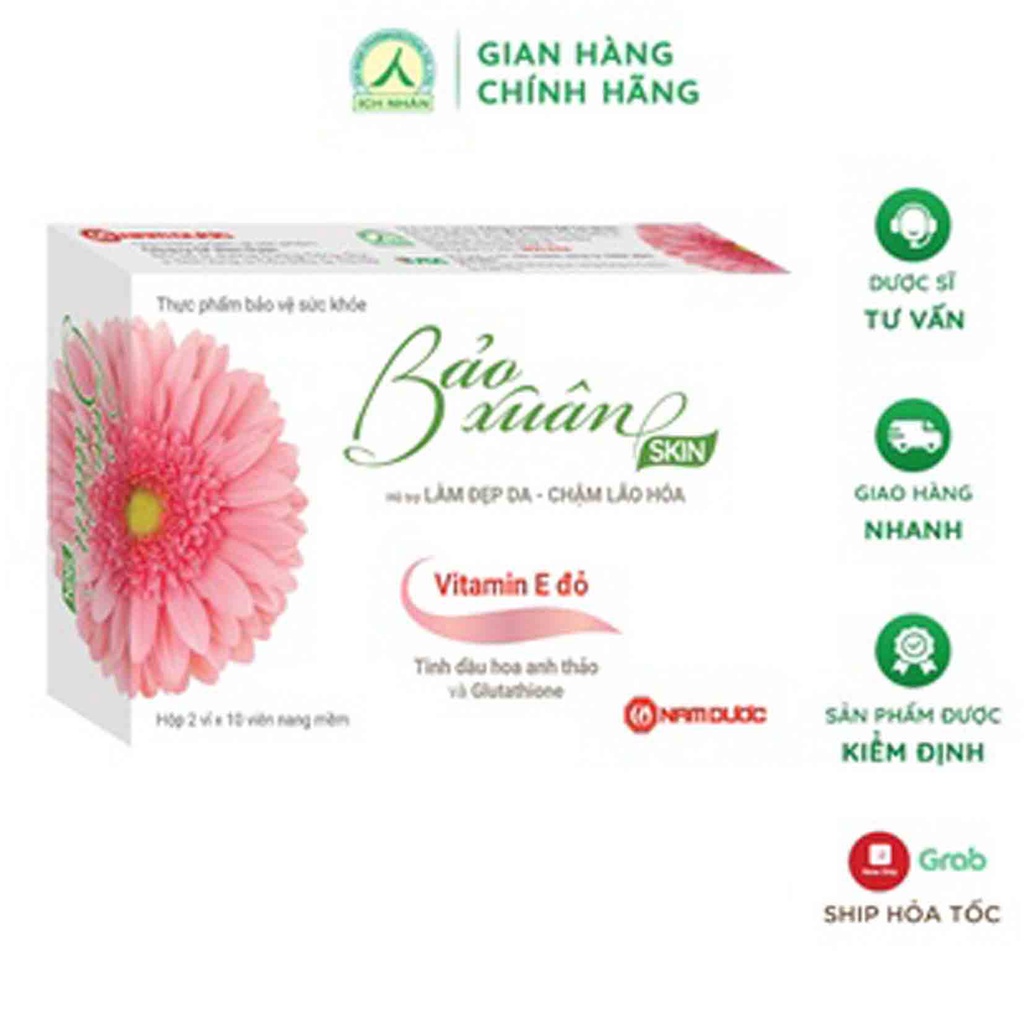 Viên Uống Bảo Xuân Skin, Da Trắng Bật Tone, Không Lo Bắt Nắng, Mờ Thâm Nám Hiệu Quả