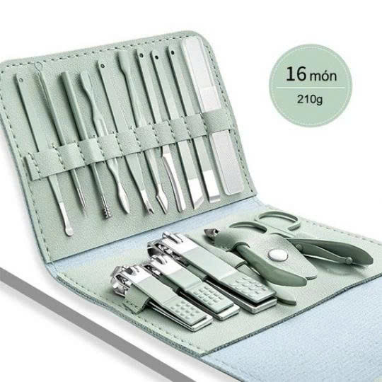 Bộ Kềm Cắt Móng Tay 16 Món Cao Cấp Có Hộp Đựng Sang Trọng Tiện Dụng Cho Nam Nữ