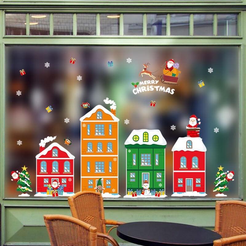 Decal trang trí Noel - Thành Phố lớn sắc màu đón giáng sinh