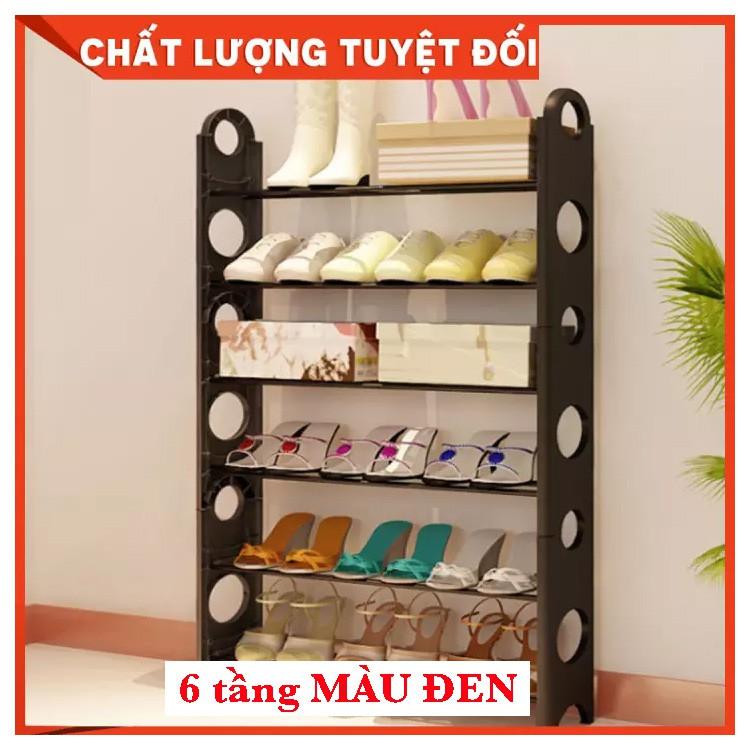 KỆ GIÀY 6 TẦNG INOX KHUNG ĐEN MẪU MỚI 2020