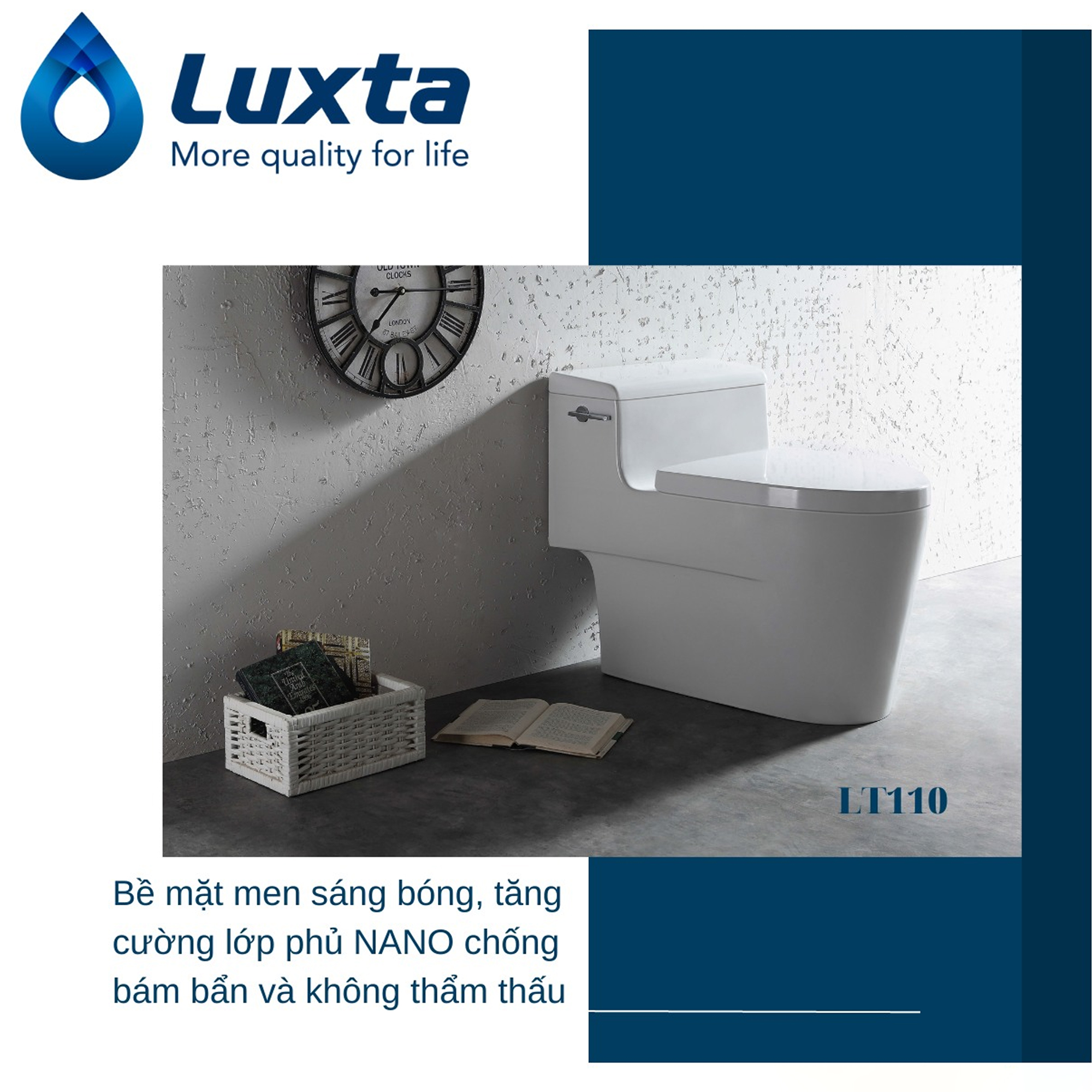 Bồn Cầu Chính Hãng LUXTA LT110 Công Nghệ Tiết Kiệm Nước ECO LUX