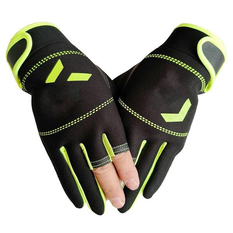 1 Pair Fishing Gloves Men Women Outdoor Fishing Anti-slip 3 Cut Finger Sports Fish Equipment Angling SBR Fishing Gloves One Size