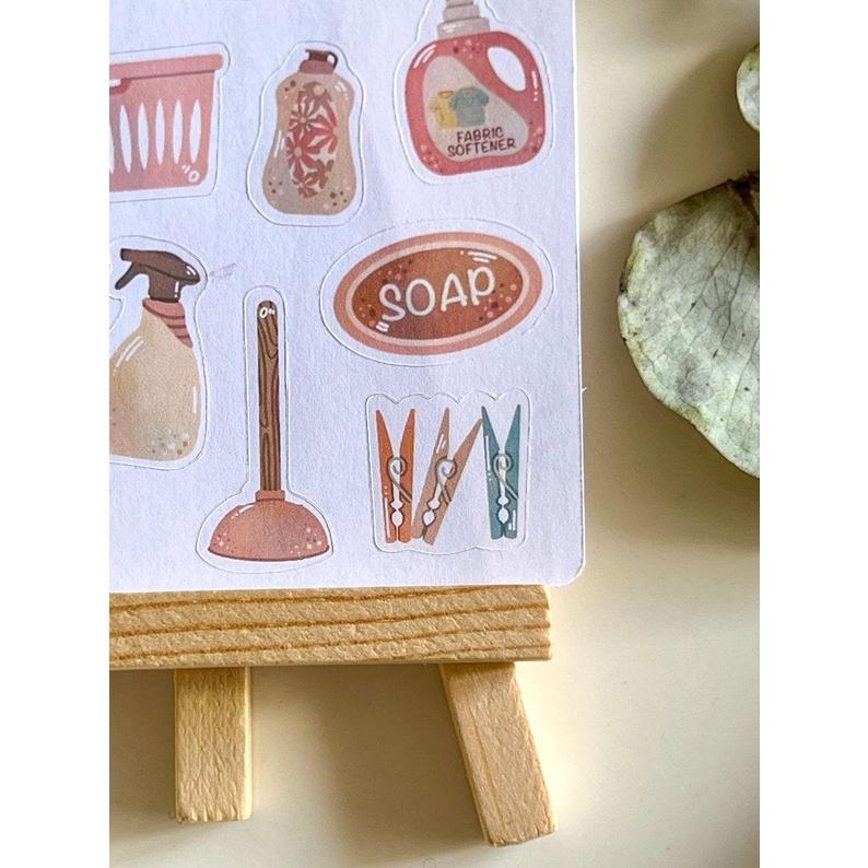 Sticker tự thiết kế - sticker sheet cleaning supplies - hình dán sổ, nhật kí bullet journal - unim034