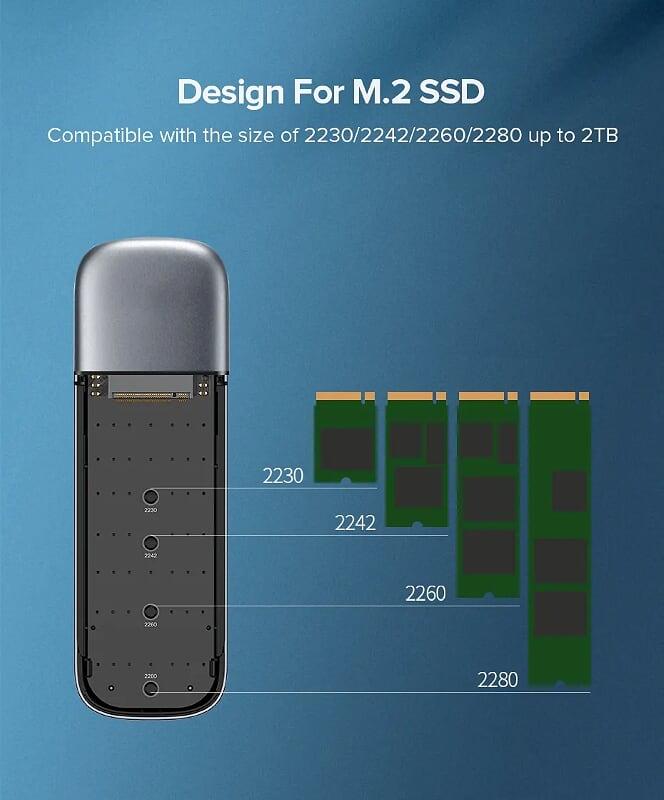 Ugreen UG60530CM238TK 5Gbps USB 3.0 M.2 NGFF SATA SSD hộp box đựng ssd màu bạc - HÀNG CHÍNH HÃNG