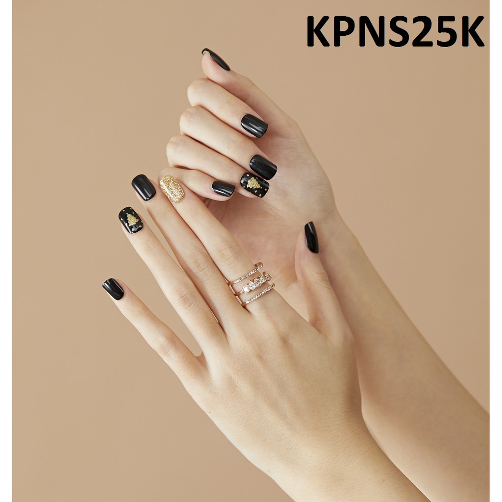 Bộ 30 Móng Tay Gel Dán Press &amp; Go Kiss New York Nail Box - Black Golden Tree (KPNS25K)