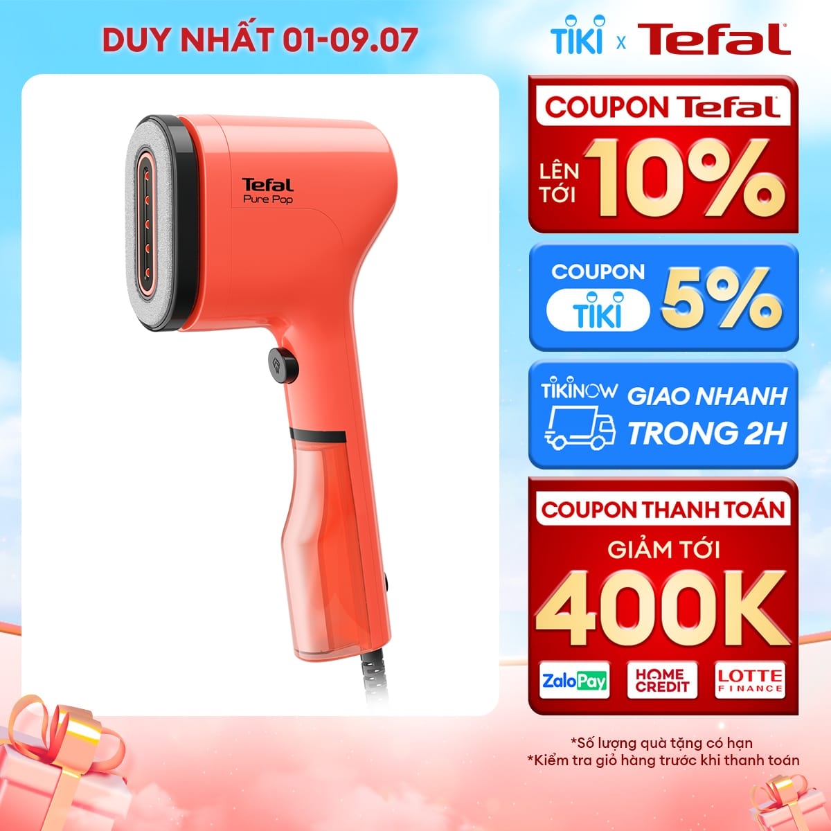 [SẢN PHẨM MỚI] Bàn ủi hơi nước cầm tay Tefal Pure Pop - [Hàng chính hãng