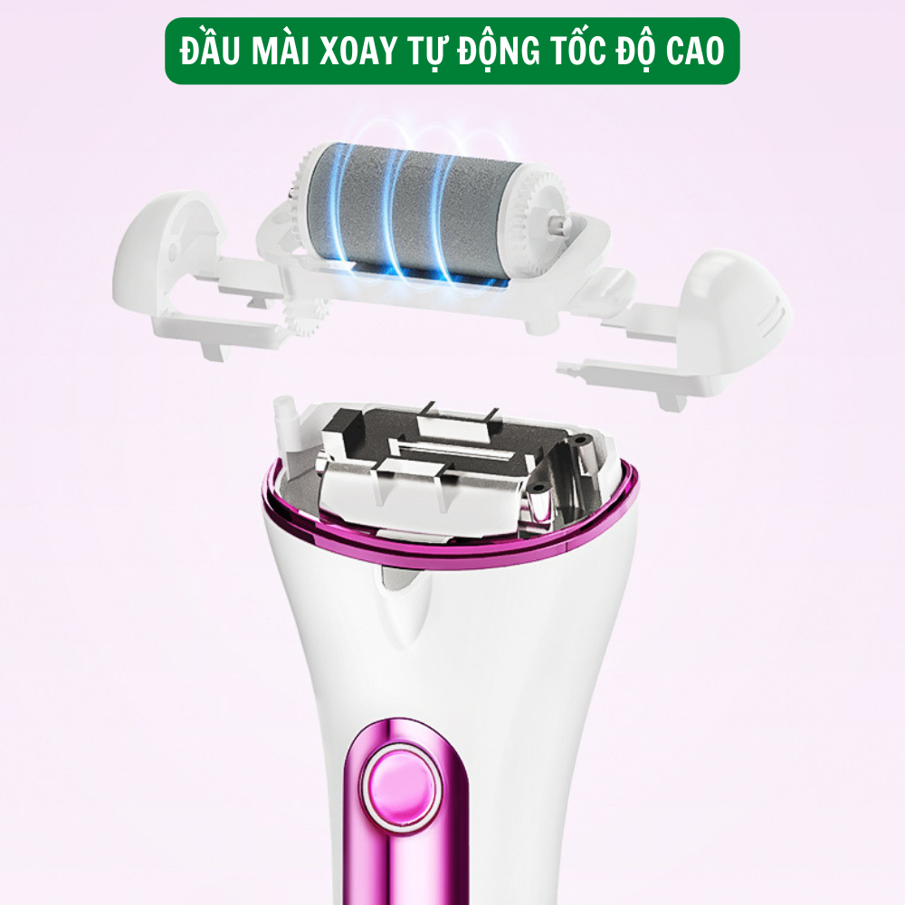 Máy chà gót chân cao cấp CS-5680 - TẶNG kem dưỡng, dụng cụ chà gót 3 đầu mài 2 cấp độ, loại bỏ vết chai tẩy tế bào da chết, sạc pin tự động