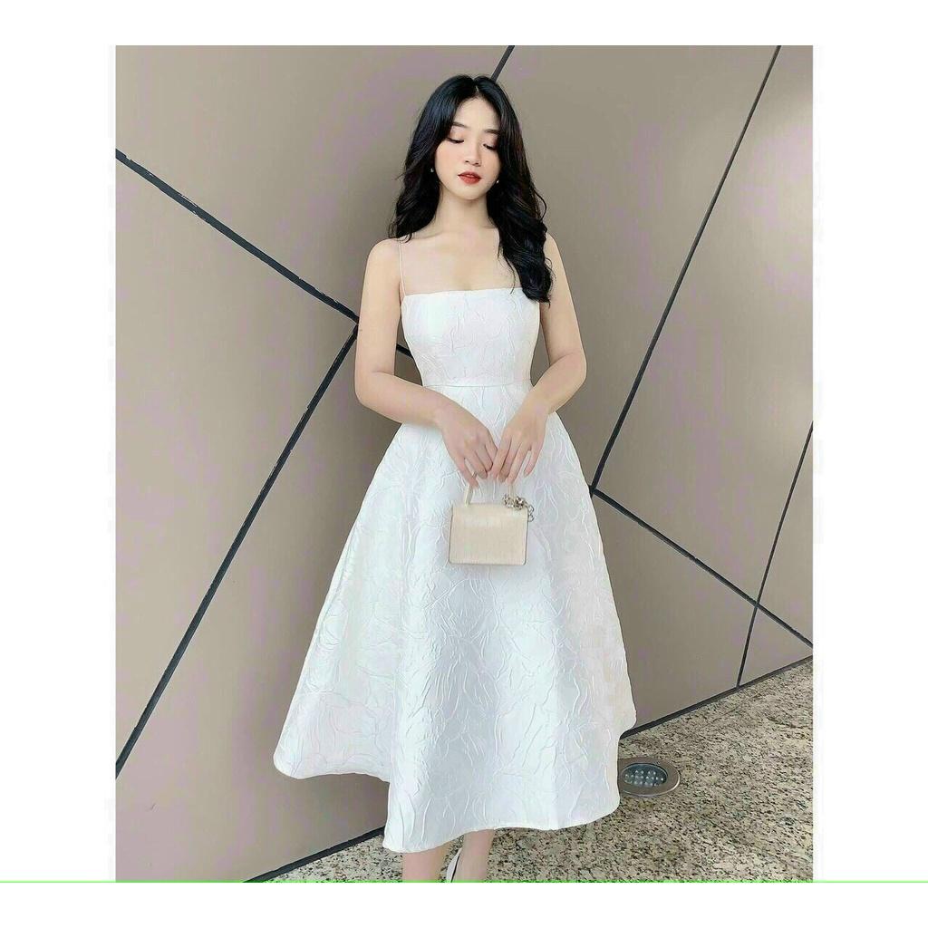 Đầm Xòe 2 Dây Gấm Hoa Cao Cấp Có Mút Ngực Thời Trang Nữ Thiết Kế Phù Hợp Mọi Phong Cách