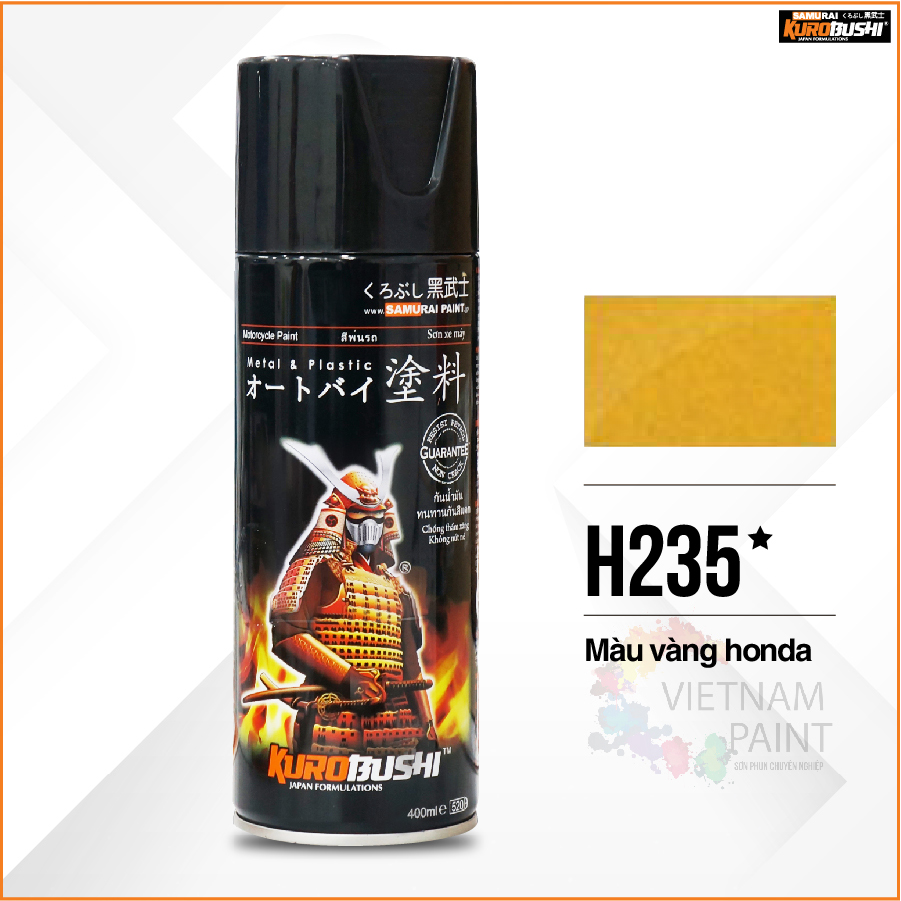 COMBO Sơn Samurai màu vàng đồng H235 gồm 4 chai đủ quy trình độ bền cao,đẹp