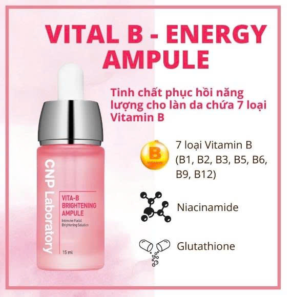 Tinh Chất Hồng 7 Loại Vitamin B Phục Hồi Và Làm Sáng Da CNP Laboratory Vita-B Brightening Ampule 15ml