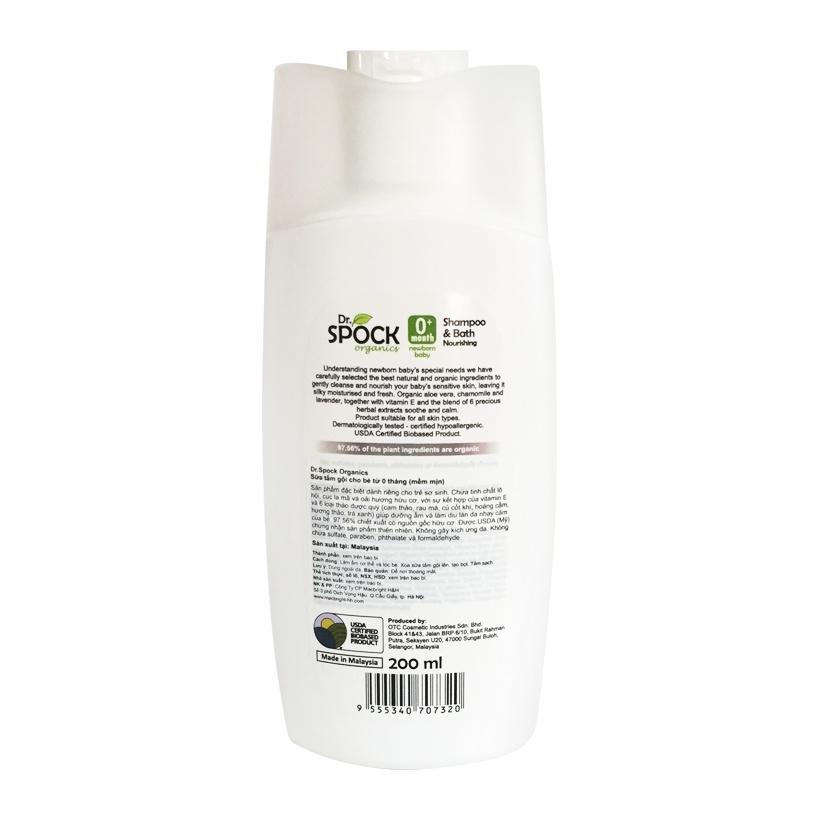 Sữa tắm gội hữu cơ Dr.Spock Organics (0m+) 350ml