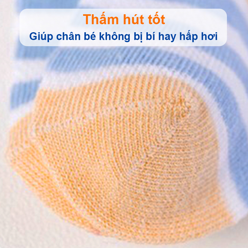 Tất cho bé gái và bé trai hình thú Baby-S, Set 5 đôi tất lưới cho bé 0-2 tuổi chất cotton co giãn – ST002