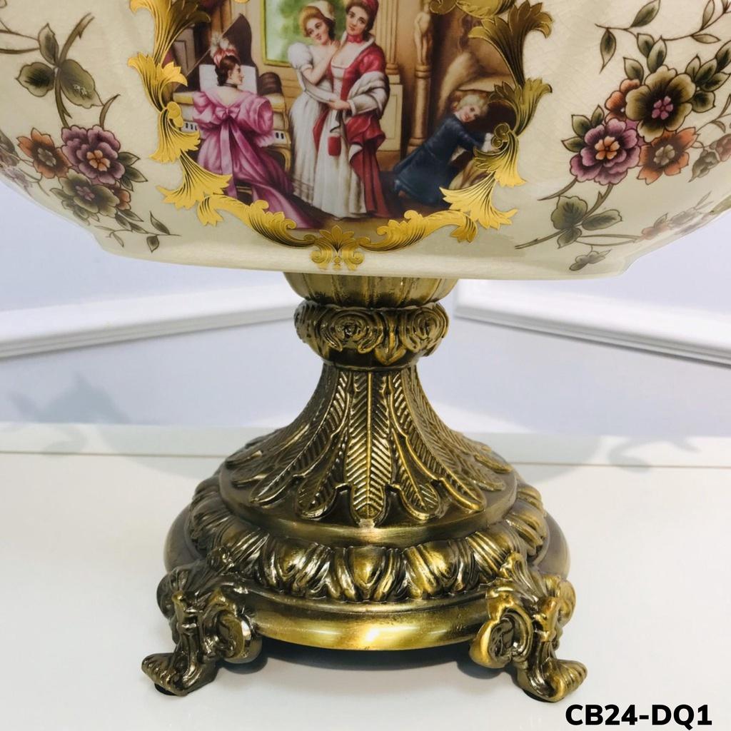 Mẫu đĩa đựng hoa quả họa tiết hình Châu Âu mang phong cách tân cổ điển sang trọng CB24-DQ1