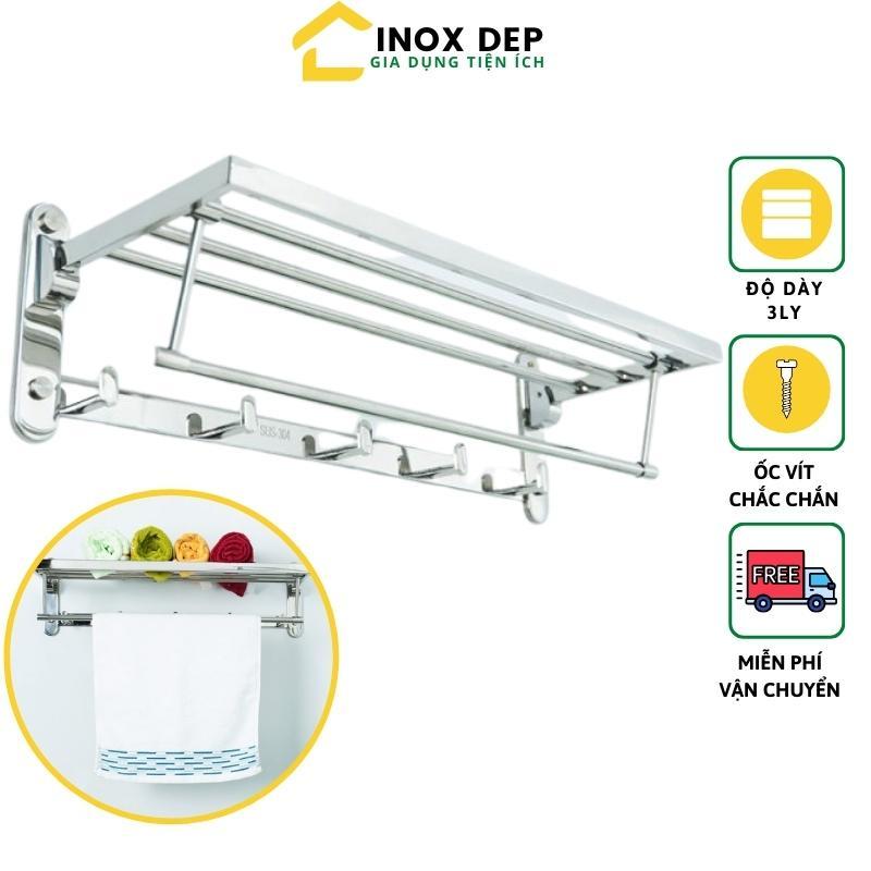 Giàn vắt khăn phòng tắm inox 304, Vắt khăn giàn cao cấp chân đặc chắc chắn đánh bóng sang trọng
