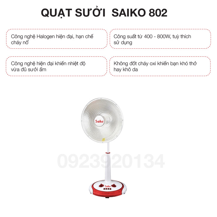 Quạt sưởi  Saiko 802