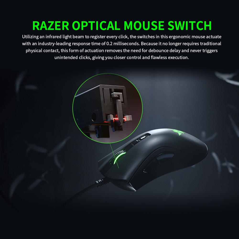 Razer DeathAdder V2 Wired Gaming Mouse 20000DPI Optical Sensor FOCUS+ Chroma RGB Mice 8 Programmable Buttons