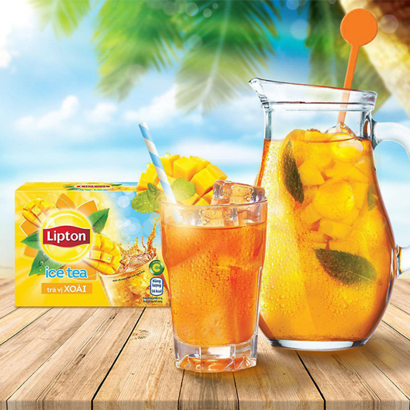 Hộp 16 Gói Trà Hòa Tan Lipton Ice Tea Vị Xoài 14g/gói