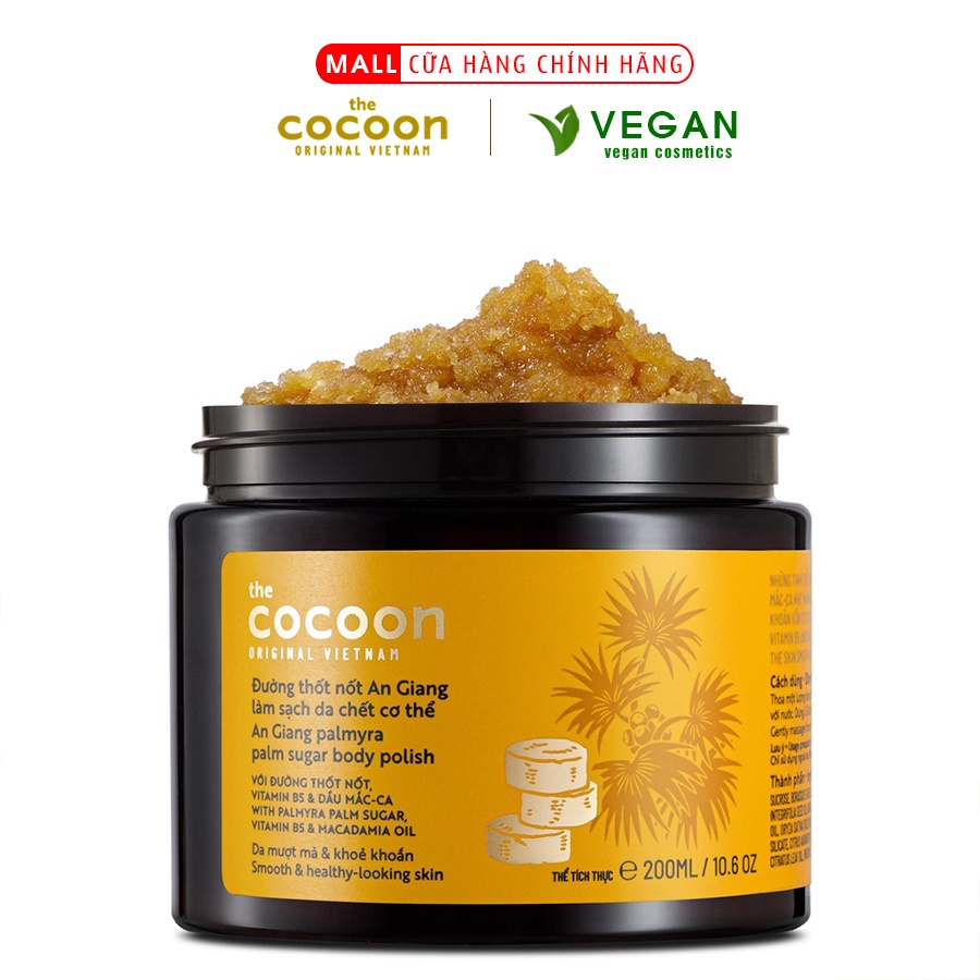 Đường thốt nốt An Giang làm sạch da chết cơ thể Cocoon 200ml giúp da mượt mà khỏe khoắn thuần chay